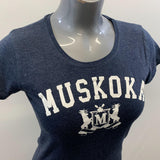 Campus Crew Women's Dark Blue University Outfitters Muskoka Short Sleeve T-Shirt Size Medium Cotton Blend