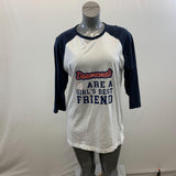 Diamonds Are A Girl's Best Friend Women's White Long Sleeve Baseball Shirt Size XL Cotton