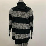 Jordache Turtleneck Sweater Women's Small Black Gray Striped Long Sleeve Arcylic