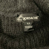 Jordache Turtleneck Sweater Women's Small Black Gray Striped Long Sleeve Arcylic