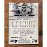 2024 Upper Deck CFL Patch Auto /99 A.J. Ouellette 8 Saskatchewan Roughriders