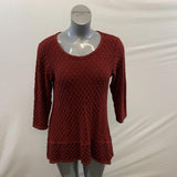C.M.C Women's Brown 3/4 Sleeve Plated Flared Out Bottom Dress Size Medium Rayon Blend