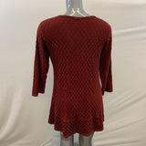 C.M.C Women's Brown 3/4 Sleeve Plated Flared Out Bottom Dress Size Medium Rayon Blend