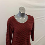 C.M.C Women's Brown 3/4 Sleeve Plated Flared Out Bottom Dress Size Medium Rayon Blend