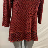 C.M.C Women's Brown 3/4 Sleeve Plated Flared Out Bottom Dress Size Medium Rayon Blend