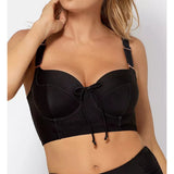 Smart and Sexy SA625 Longline Underwire Bikini Swim Top Black Size 36D NWT