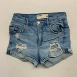 Garage Retro High Waist Short Women's 0 Blue Cotton Spandex distressed