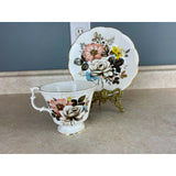 Royal Albert Floral Setting Ribbed  Fine Bone China Tea Cup And Saucer Set