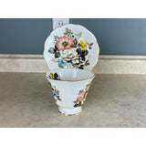 Royal Albert Floral Setting Ribbed  Fine Bone China Tea Cup And Saucer Set