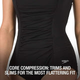 Speedo Women's Endurance+ Shirred Tank One Piece Swimsuit Black Plus Size 24 NWT