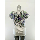 Mexx Women's Medium Green Purple Floral Boho Keyhole Scoop Top