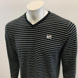 Billabong Men's Black Long Sleeve Sweatshirt With White Strips Super Soft Size Medium
