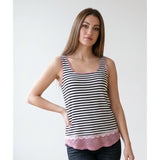 Ricki's Women's Large Sleeveless Blue Striped & Floral Rayon Blend Tank Top NEW