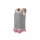 Ricki's Women's Large Sleeveless Blue Striped & Floral Rayon Blend Tank Top NEW
