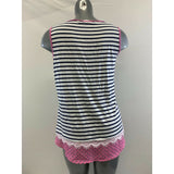 Ricki's Women's Large Sleeveless Blue Striped & Floral Rayon Blend Tank Top NEW