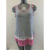 Ricki's Women's Large Sleeveless Blue Striped & Floral Rayon Blend Tank Top NEW