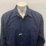 Gap Premium Dress-Casual Shirt Men's XL Blue pinstripe Cotton long sleeve button