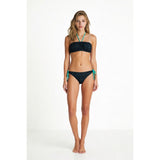 OP Swimwear Women's Black and Teal Coloured Bathing Suit Top