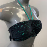 OP Swimwear Women's Black and Teal Coloured Bathing Suit Top