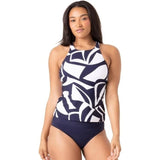 Nautica Womens Tankini Set Bathing Swimsuit UPF Protection, Medium Navy Blue NWT