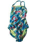 Speedo Girls' Swimsuit One Piece Cross Back Multi Straps Blue Atoll, 7 Big Kid