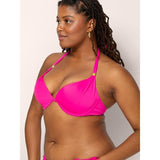Smart & Sexy SA1005 Swim Secret Push-up Halter Bikini Top 36B Fuchia Sizzle NWT