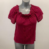 Rebel Sugar Off The Shoulder Top Women's Size Small Burgundy Rayon Short Sleeve NEW