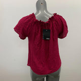 Rebel Sugar Off The Shoulder Top Women's Size Small Burgundy Rayon Short Sleeve NEW