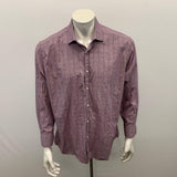 Vince Camuto Dress Shirt Men's 17 1/2 XL Slim Fit Cotton Purple checked button front long sleeve