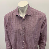 Vince Camuto Dress Shirt Men's 17 1/2 XL Slim Fit Cotton Purple checked button front long sleeve