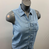 Abercrombie & Fitch Button Up Sleeveless Top Size Small Blue Cotton Denim Shirt
