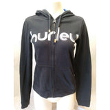 Hurley Black Long Sleeve Spell Out Women's Full Zip Hooded Jacket Size Small