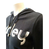 Hurley Black Long Sleeve Spell Out Women's Full Zip Hooded Jacket Size Small