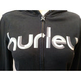 Hurley Black Long Sleeve Spell Out Women's Full Zip Hooded Jacket Size Small