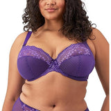 Elomi  EL4382IRS Charley Stretch Lace Underwire Plunge Bra Size 36I purple NWT