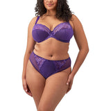 Elomi  EL4382IRS Charley Stretch Lace Underwire Plunge Bra Size 36I purple NWT