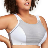 Glamorise Womens Custom Control Sports Bra Wirefree #1166 White Gray
