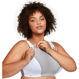 Glamorise Womens Custom Control Sports Bra Wirefree #1166 White Gray