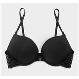 Smart & Sexy Style SA276 Women's Push Up Bra black w/ Lace Wings