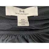 Halston Women's Short Sleeve Blouse Size Medium Black Rayon Blend Top