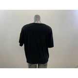 Halston Women's Short Sleeve Blouse Size Medium Black Rayon Blend Top