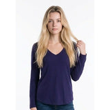 LaSenza Long Sleeve Pajama Top Women's Size Medium Blue V Neck Cotton Blend Long Sleeve Sleep Top