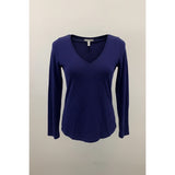LaSenza Long Sleeve Pajama Top Women's Size Medium Blue V Neck Cotton Blend Long Sleeve Sleep Top
