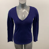 LaSenza Long Sleeve Pajama Top Women's Size Medium Blue V Neck Cotton Blend Long Sleeve Sleep Top