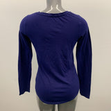LaSenza Long Sleeve Pajama Top Women's Size Medium Blue V Neck Cotton Blend Long Sleeve Sleep Top