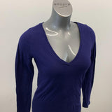 LaSenza Long Sleeve Pajama Top Women's Size Medium Blue V Neck Cotton Blend Long Sleeve Sleep Top