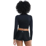 Body Glove Let It Be Long Sleeve Crop Top Rashguard UPF 50+ Medium Black NWT