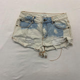 Forever 21 Women's Cut Off Blue Jean Shorts Size 25 Ripped Tie Dyed Booty Shorts High Rise