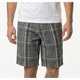 West 49 Men's Chino Shorts Size 28 Gray Blue Plaid Polyester Blend