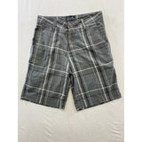 West 49 Men's Chino Shorts Size 28 Gray Blue Plaid Polyester Blend